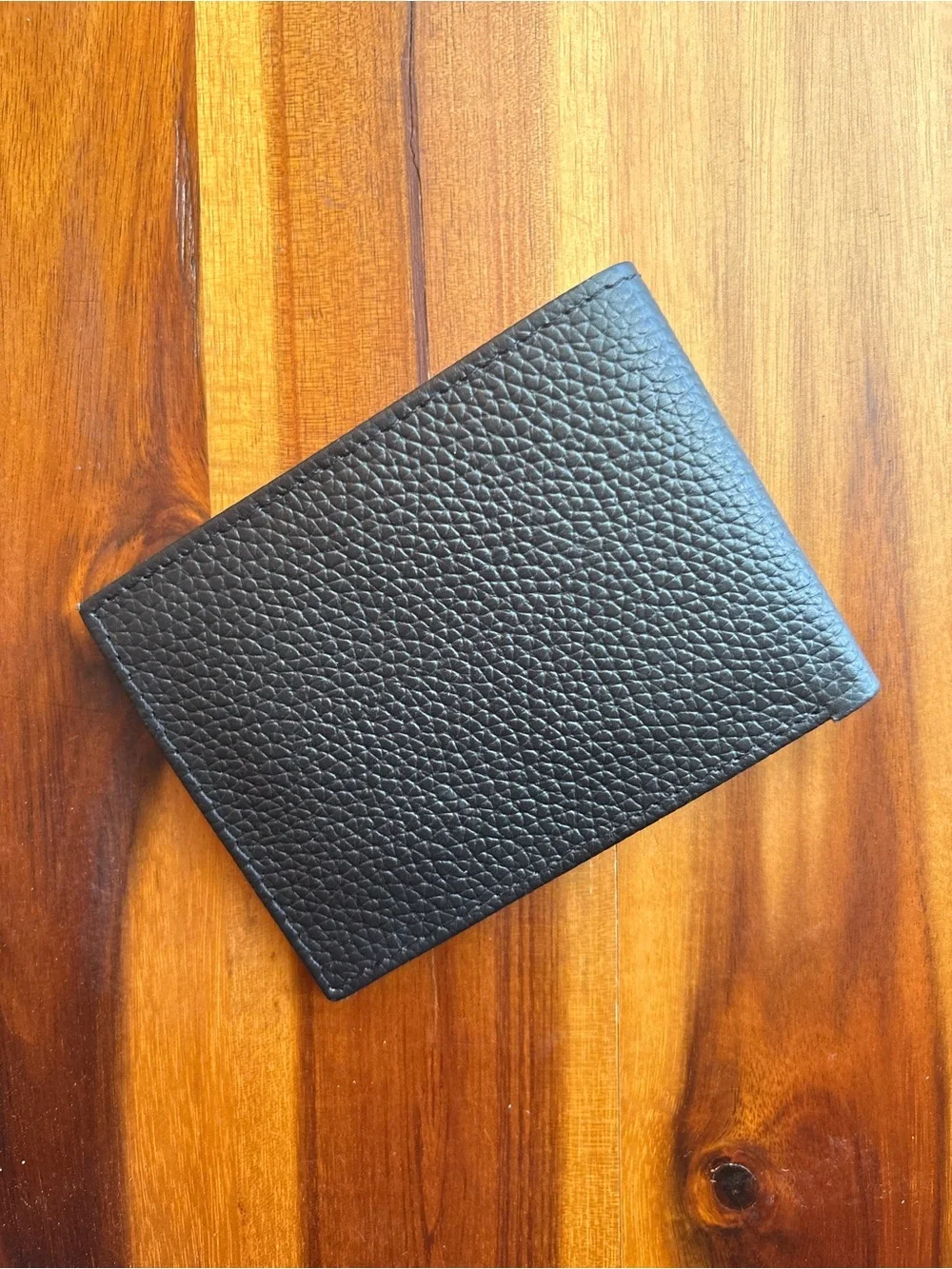 Genuine Leather Slim Bifold Wallet Black Mens - NWT